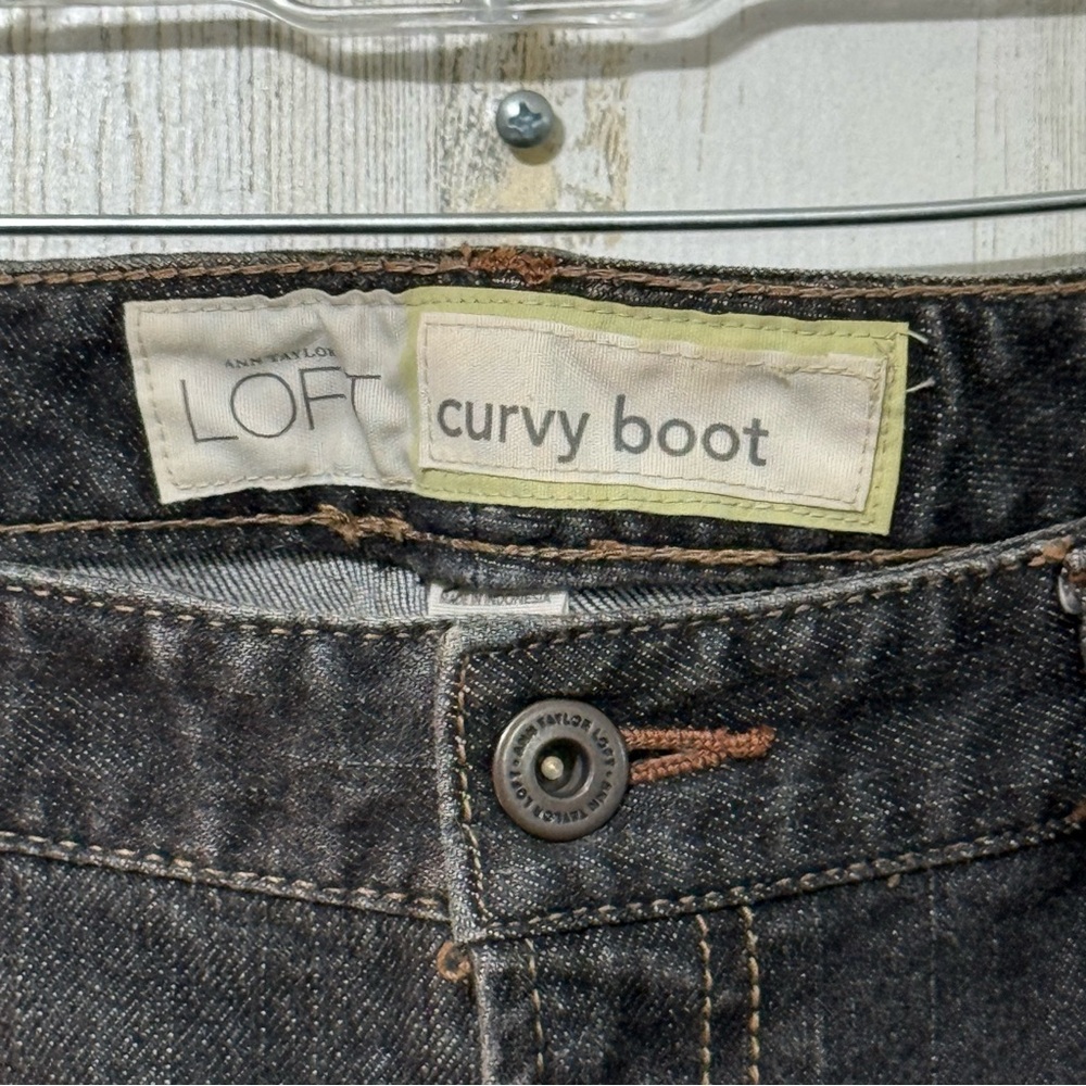 LOFT Curvy Boot Wide Leg Brown Black Dusty Denim Jeans Low Rise - Picture 4 of 14